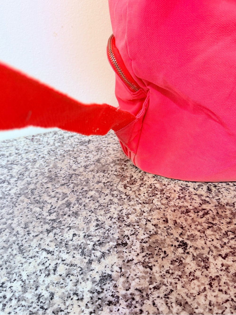 PINK Victoria's Secret Neon Pink Canvas Drawstring Backpack with Buckle Accent - Picture 5 of 11